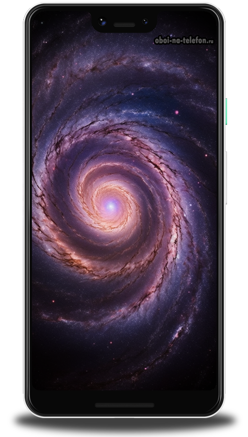  Обои на телефон  Черные обои с изображением галактики на фоне бездонного космоса. С помощью этих обоев ты сможешь сказать что носишь галактику в своём телефоне.