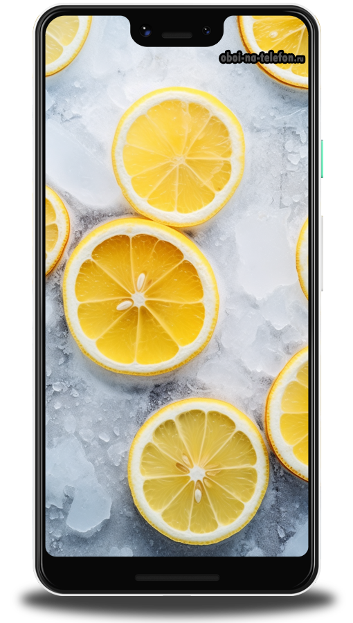 Обои на телефон Светлые обои с изображением лимона который вмерз в лед.
