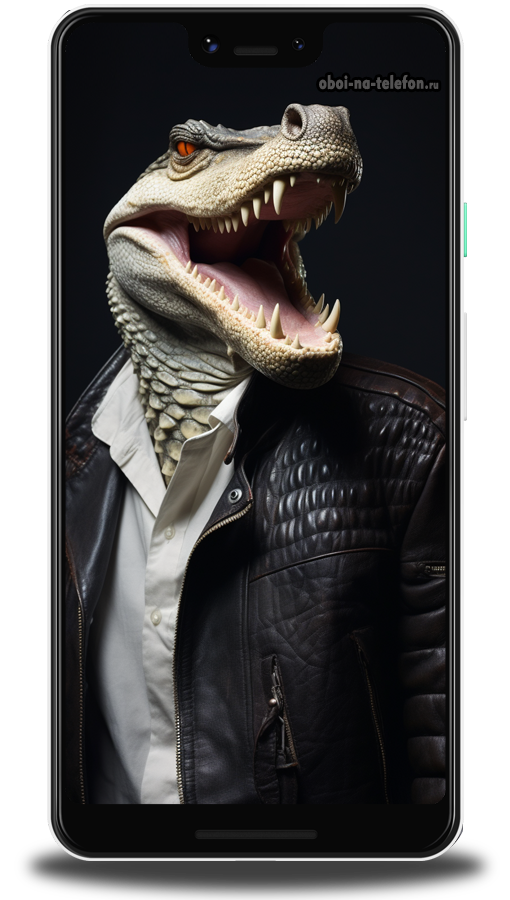  Обои на телефон Обои с черным фоном с изображением крокодила в человеческой одежде. Обои подойдут людям понимающим контекст.